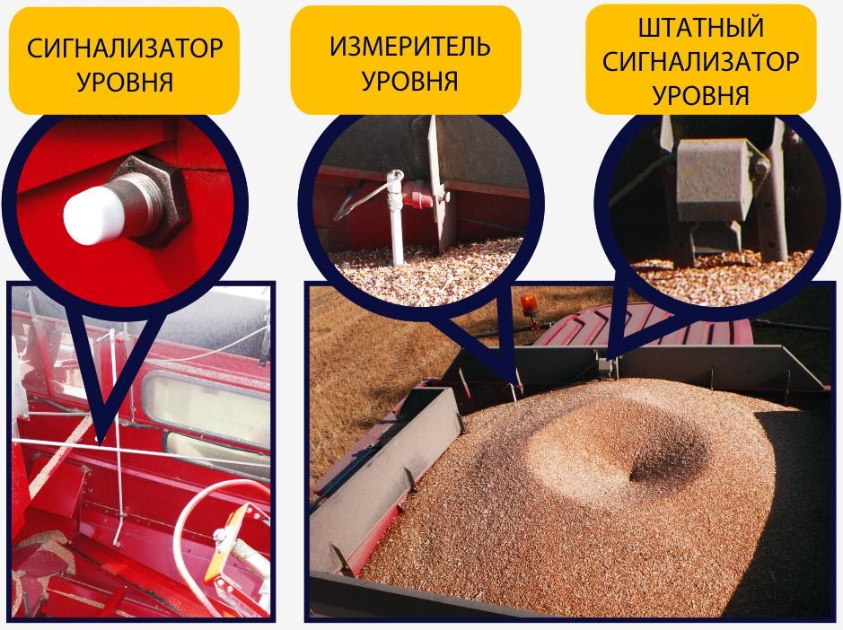 Датчик рівня сипучих матеріалів в бункері комбайна